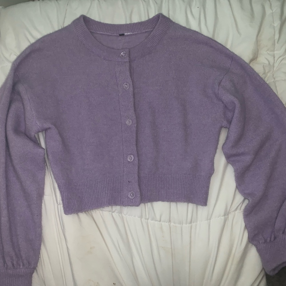 cropped fuzzy cardigan